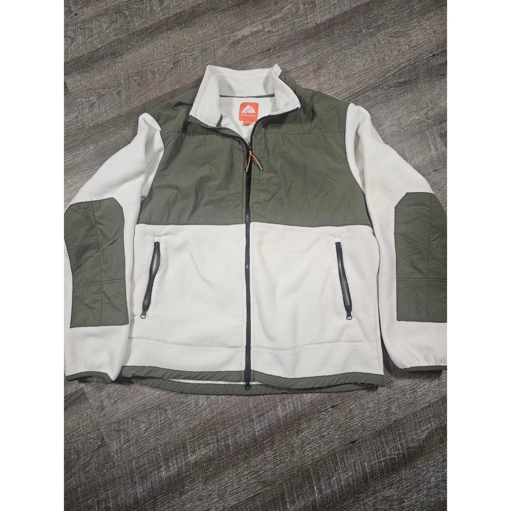Ozark Trail Mens XL Fleece Jacket Full Zip Ivory Green Colorblock OT13807L